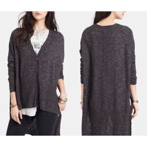 Free People TGIF High Low Marled Cardigan Long Sleeve Lightweight Button XS